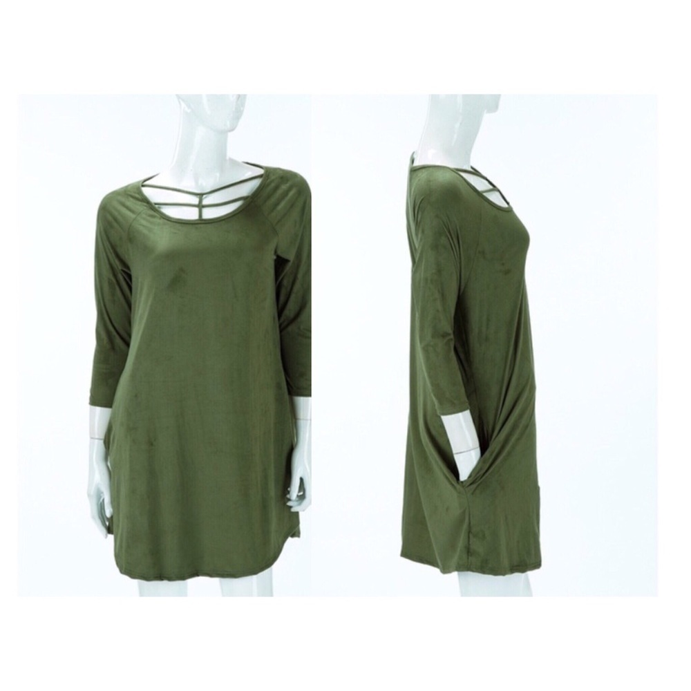 New Olive Faux Suede Tunic Dress